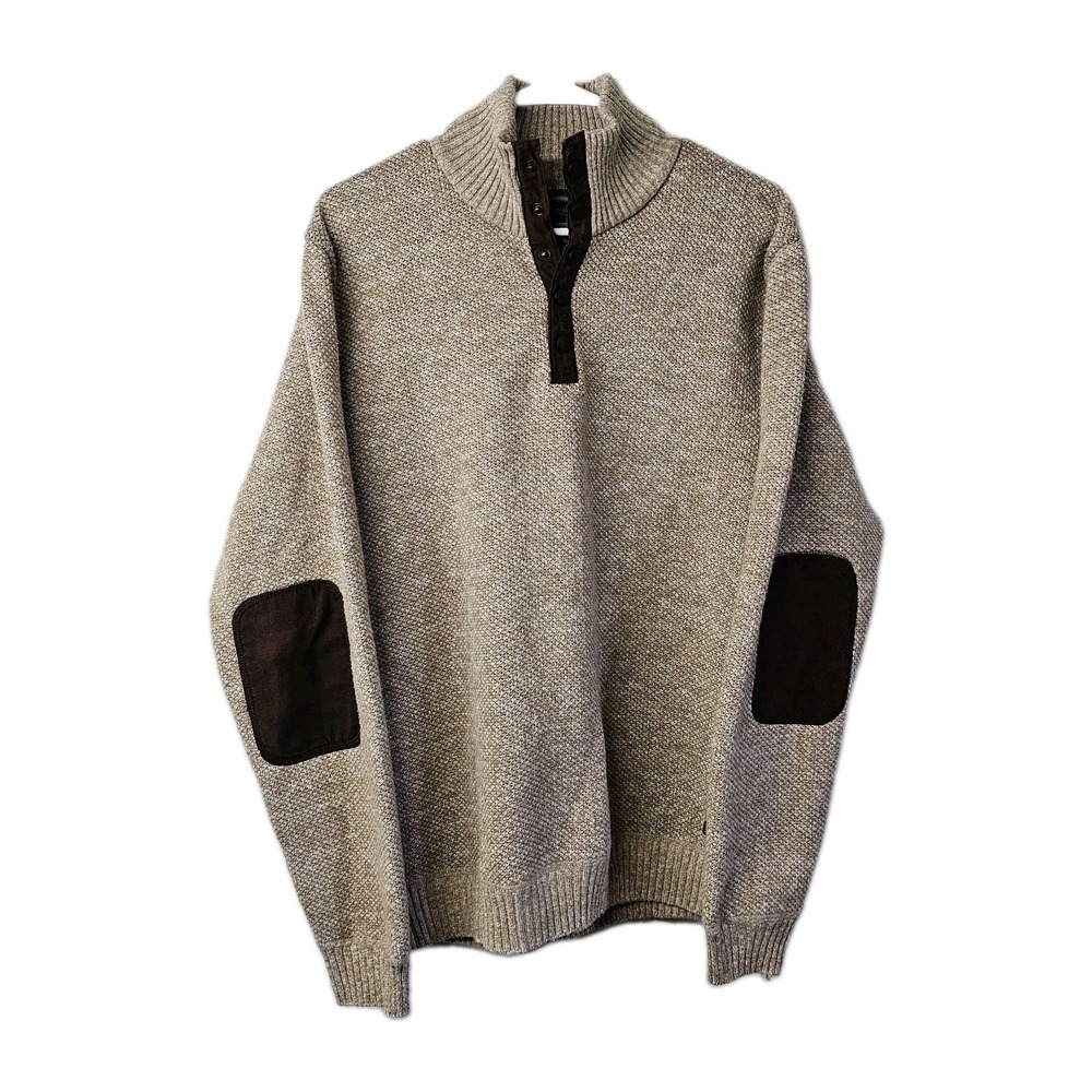 Buffalo David Bitton 1/4 Snap High Neck Fleece-Lined Sweater Mens Large READ